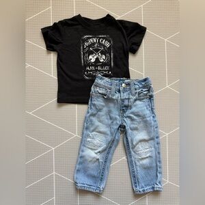 Johnny Cash|Baby/toddler gender neutral black tee & slouchy straigh jeans•18-24M